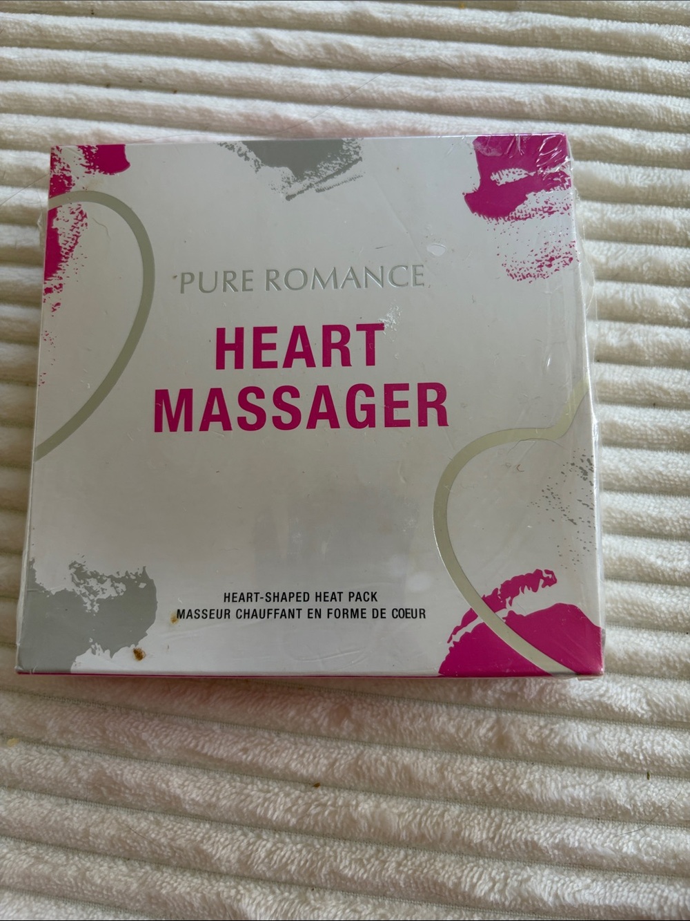 Pure Romance Heart Massager - White & Hot Pink Accents